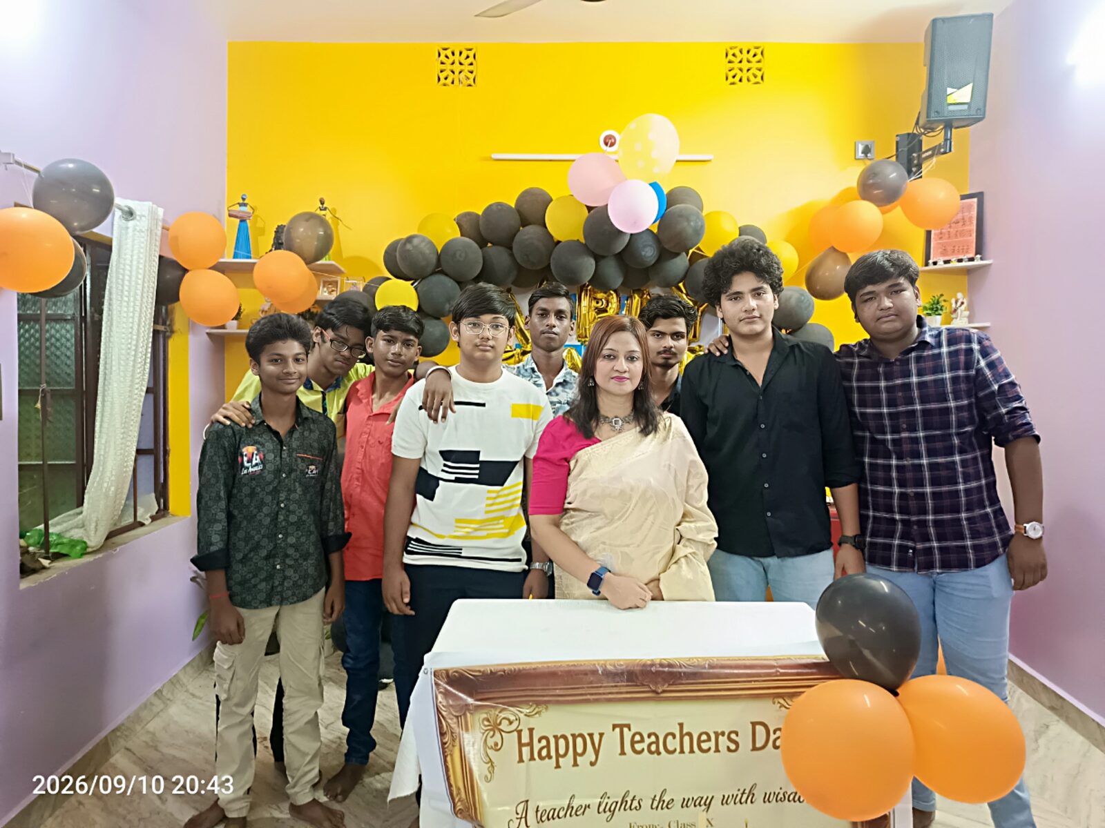 Class 10 boys with Jolly Miss on Teachers Day 2026