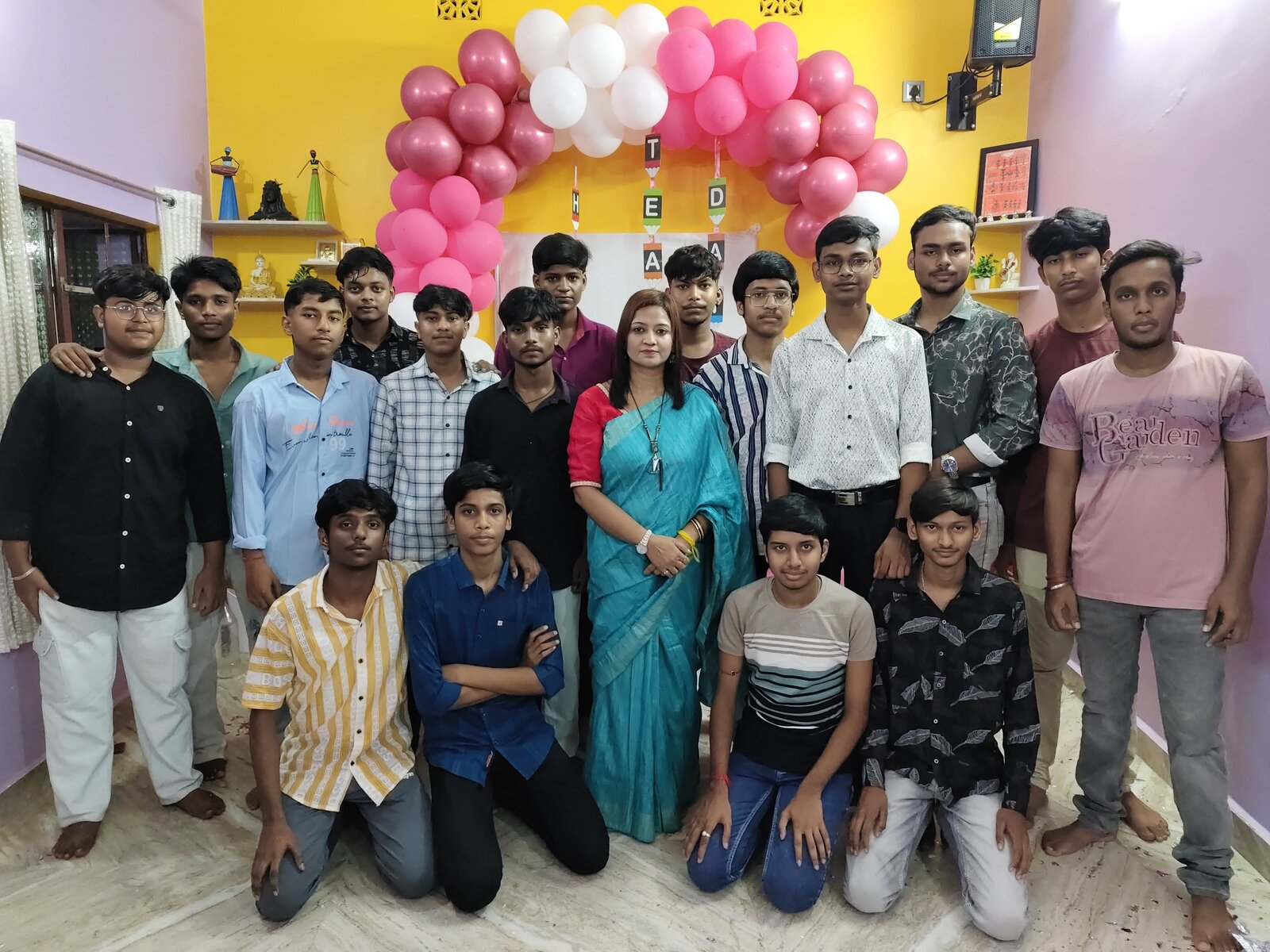 Class 11 boys with Jolly Miss on Teachers Day 2026